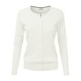 thumbnail image 1 of NINEXIS Womens Basic Crew Neck Long Sleeve Button Down Cardigan, 1 of 3