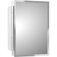 NING Black Recessed Medicine Cabinet with Frameless Bevel Edge Mirror ...
