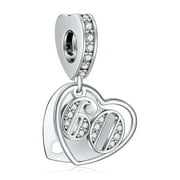 ERIZTEYA 60 Years of Love Forever & Always Dangle Charm for Bracelets 925 Sterling Silver Pendant Bead with Cubic Zirconia Birthday Jewelry Gifts for Women Wife Moms Her