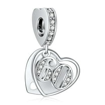 Erizteya 60 Years of Love Forever & Always Dangle Charm for Bracelets 925 Sterling Silver Pendant Bead with Cubic Zirconia Birthday Jewelry Gifts for Women Wife Moms Her