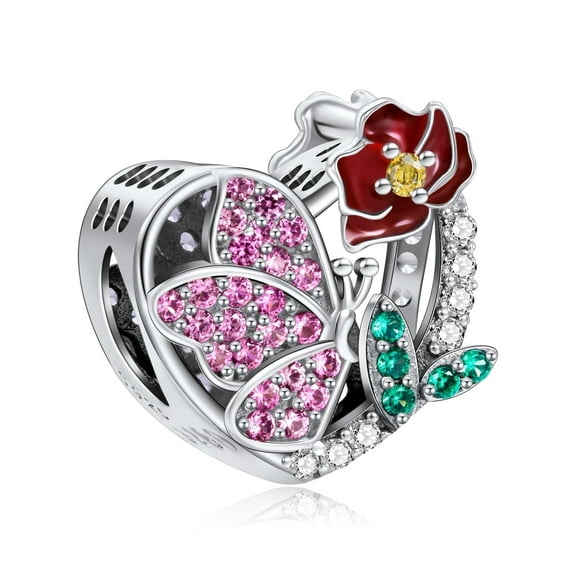 Erizteya August Butterfly Birth Charm for Bracelets 925 Sterling Silver Birthday Jewelry Gifts for Women