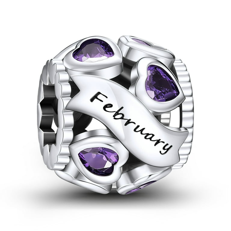 February Birthday Charm Purple Cubic Zirconia Sterling Silver February Birthday Charm Purple Cubic Zirconia Sterling Silver