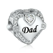 NINGAN I Love Dad Charm for Pandora Bracelet - Mothers Day & Birthday Gifts for Women 925 Sterling Silver Heart Cubic Zirconia Bead for Necklace
