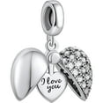 thumbnail image 1 of Erizteya “I Love You” White Love Heart Dange Charm 925 Sterling Silver Pendant Beads fit Bracelets & Necklaces, Birthday Gift for Women, 1 of 7