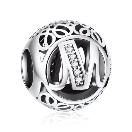 Sterling Silver M Letter Alphabet Charm Bracelet Charms