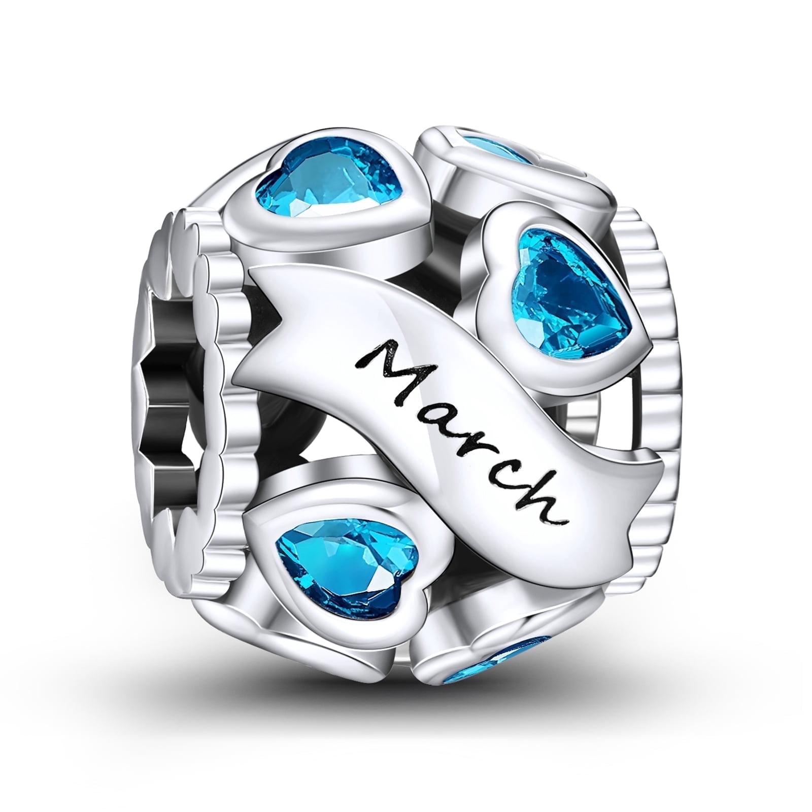 Erizteya 925 Sterling Silver Charm for Bracelets March Birthstone Birthday Mothers Day Jewelry Gifts Women Bracelet Charms