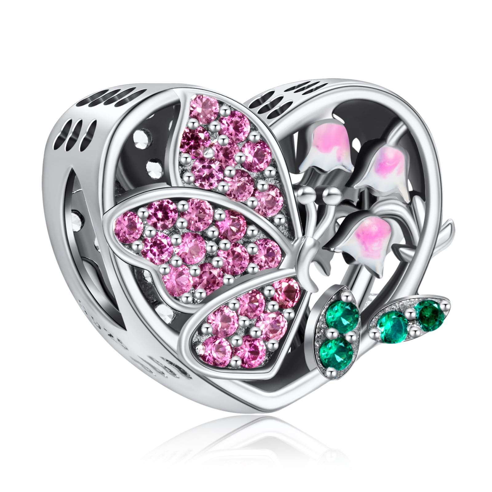 NINGAN April Daisy Butterfly Birth Charm for Pandora Bracelets 925 Sterling Silver Pendant Bead with Cubic Zirconia Birthday Jewelry Gifts for Women Wife Mom Girls Her Walmart