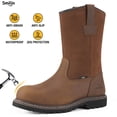 thumbnail image 1 of SMILIN Waterproof Steel Toe Boots for Men, Industrial Construction Non-slip Work Safety Shoes,Light Brown,US size 11, 1 of 11