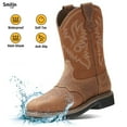 thumbnail image 1 of SMILIN Square Toe Cowboy Boots for Men,Waterproof Western Boots,Brown,Size 10, 1 of 8