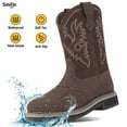 thumbnail image 1 of SMILIN Square Toe Cowboy Boots for Men,Waterproof Western Boots,Dark Brown,Size 11.5, 1 of 8