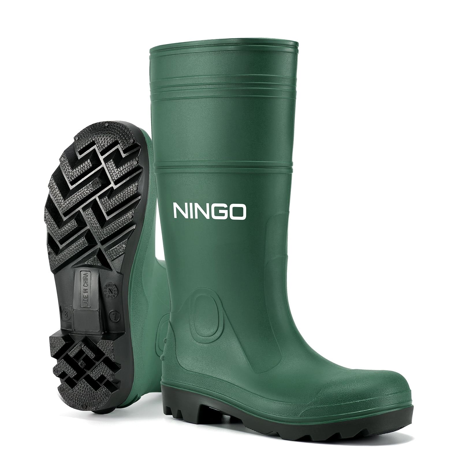 NINGO Waterproof Rubber Steel Toe Rain Boots for Men Navy Blue Size 11 Walmart
