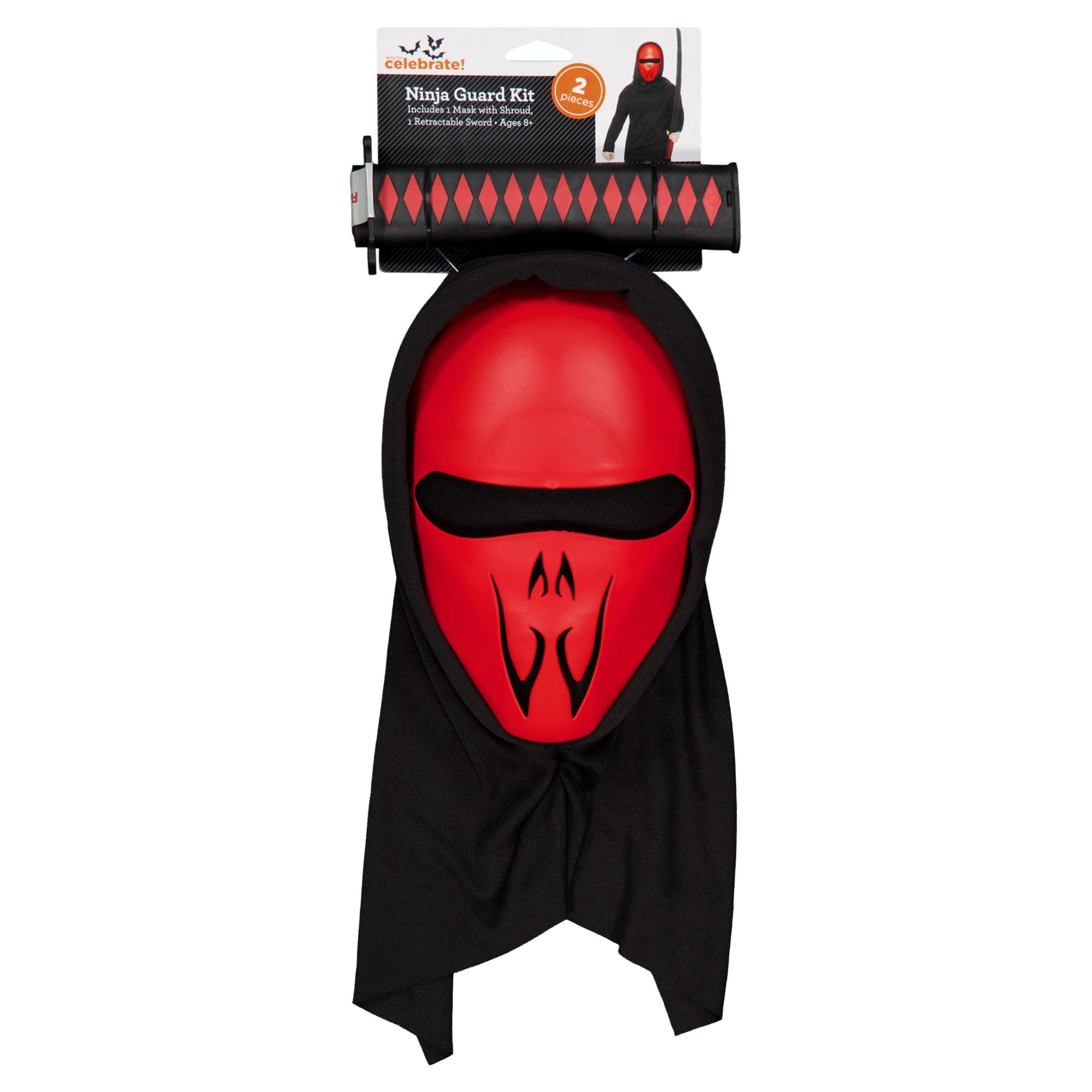 Ninja Guard Costume Accessory Kit for Adults, Red and Black, 2 Pieces, Halloween by Way To Celebrate