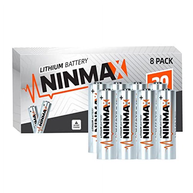 NINMAX Lithium AA Batteries 3500mAh, 8 Pack 1.5V Longest Lasting Double