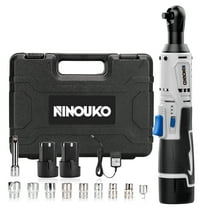 NINOUKO 12V 3/8” Cordless Electric Ratchet Wrench Set, 2x 2.0Ah Battery & 8 Sockets
