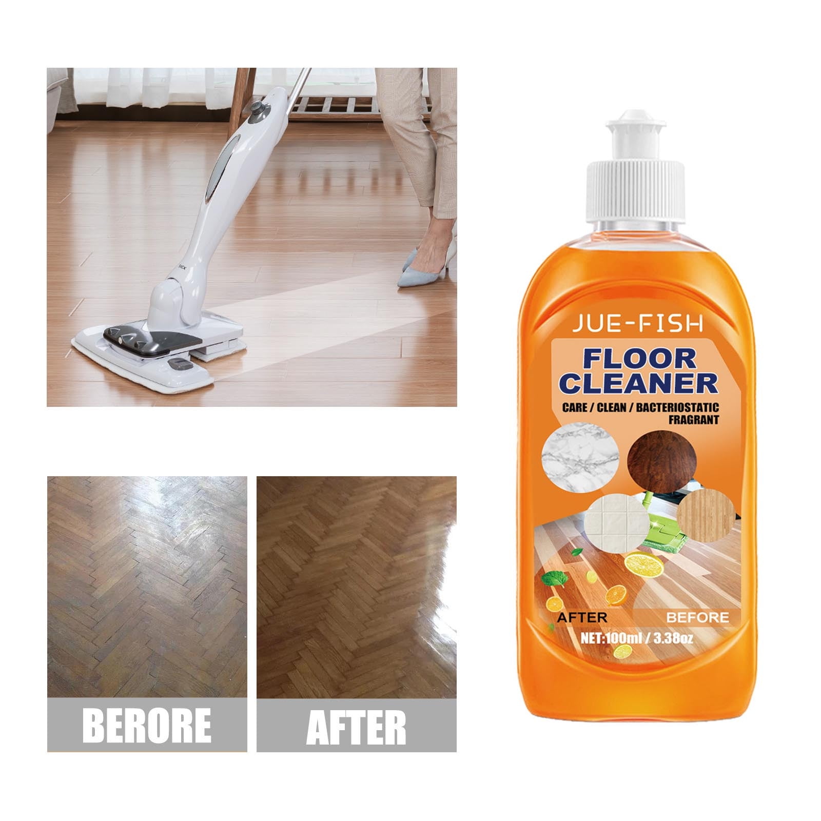 NINSEN Powerful Decontamination Floor Cleaner Wood Floor Stain Remover Cleaning Descaling