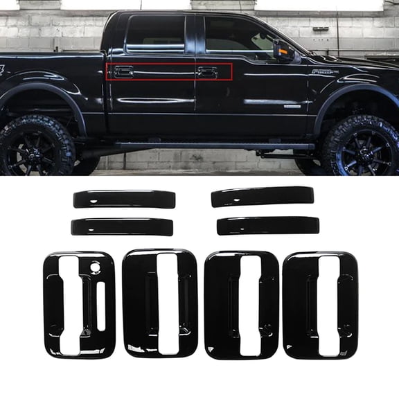 NINTE Door Handle Covers for 2004-2014 Ford F-150 Crew Cab without Passenger Key Hole 8 pcs