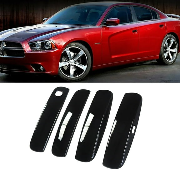 NINTE Door Handle Covers for 2011-2023 Dodge Charger Challenger Gloss Black