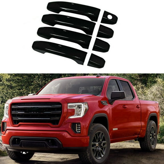 NINTE Door Handle Covers for 2014-2020 GMC Sierra Chevy Silverado 1500 NO Smart Key Hole Gloss Black