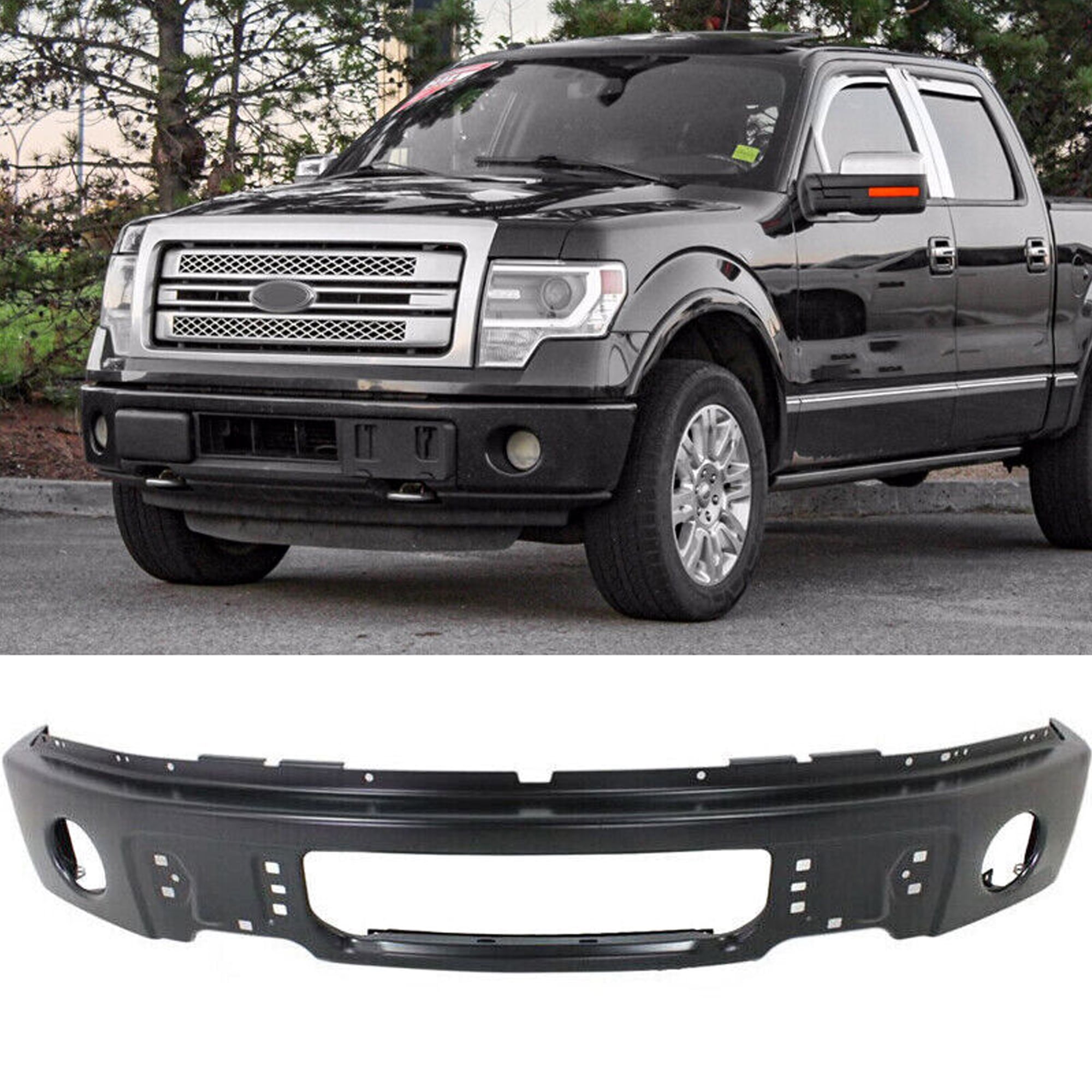 NINTE Front Bumper Face Bar for 2009-2014 Ford F150 Pickup W/ Fog Matte