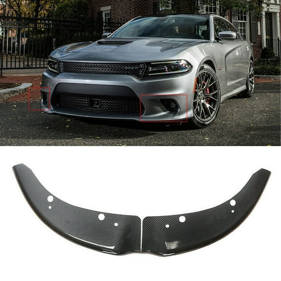 NINTE Front Bumper Lip Splitter for 2015-2022 Dodge Charger SRT Scat Pack Protector Carbon Fiber Style