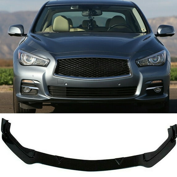 NINTE Front Bumper Lip for 2014-2017 Infiniti Q50 Base Gloss Black