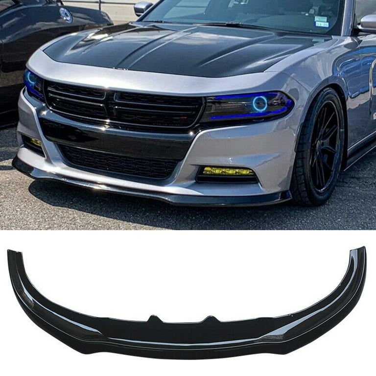 NINTE Front Bumper Lip for 2015-2018 Dodge Charger RT / 2015-2022 SXT Gloss  Black ABS