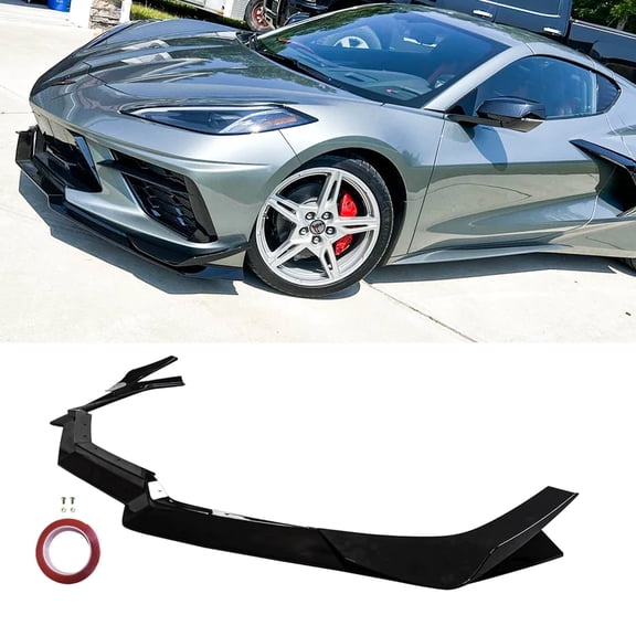 NINTE Front Bumper Lip for 2020-2023 Chevrolet Corvette C8 Spoiler Splitter ABS Gloss Black Style