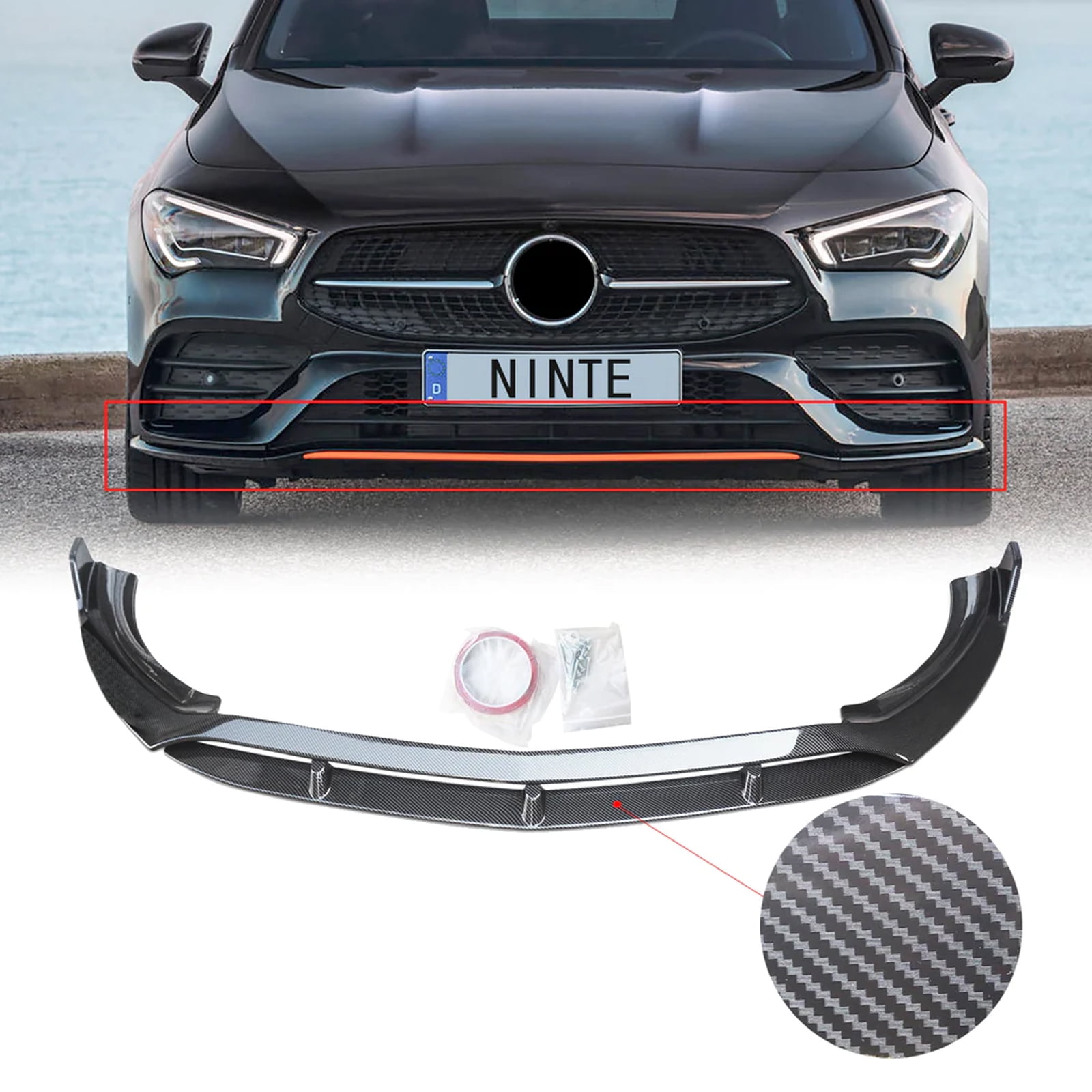 NINTE Front Bumper Lip for 2020-2023 Mercedes Benz CLA Sport B Style ...