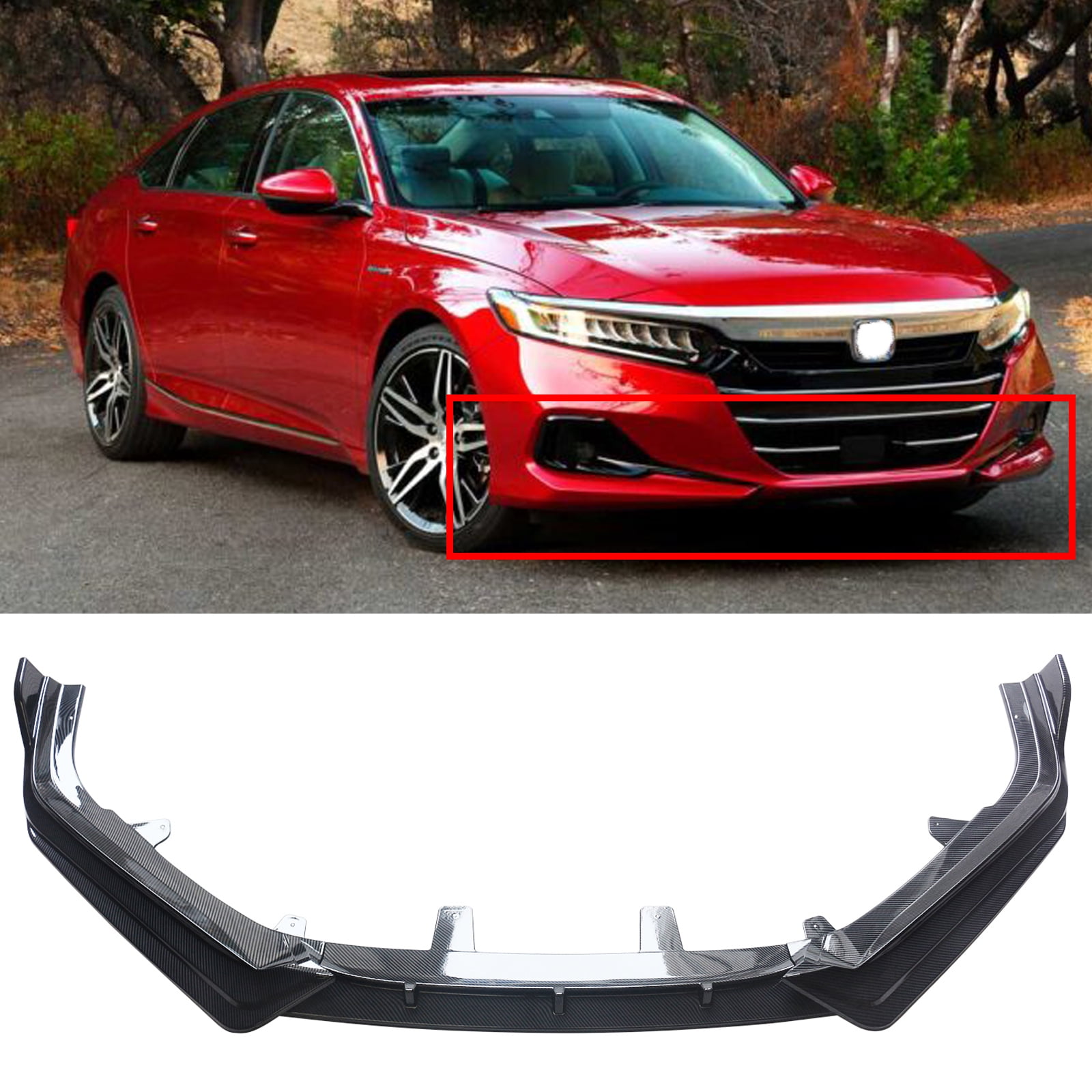 2021 Honda Accord Bumper NINTE Front Bumper Lip for 2021-2022 Honda Accord ABS Carbon Fiber