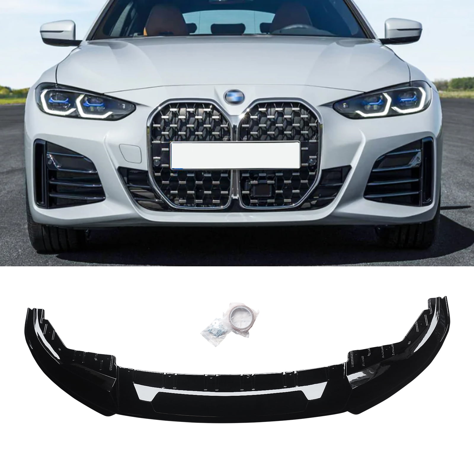 NINTE Front Bumper Lip for 2021-22 BMW 4 Series G26 M440i M Sport Gloss ...