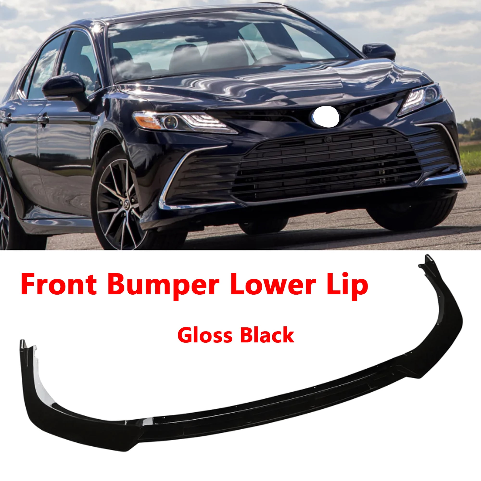 NINTE Front Bumper Lip for 2021 Toyota Camry L/LE/XLE Gloss Black ...