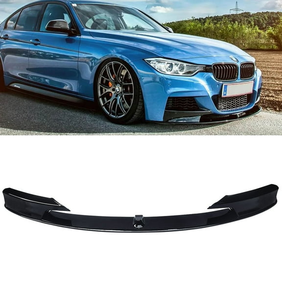 NINTE Front Bumper Lip for BMW F30 3-Series M Tech 2012-2018 Gloss Black 3PCS
