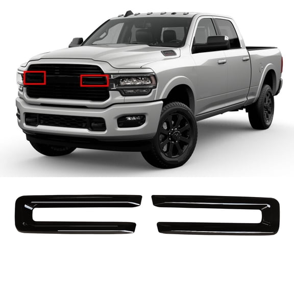 NINTE Front Grille Cover for 19-22 Dodge RAM 2500 3500 4500 5500 Gloss Black 2PCS