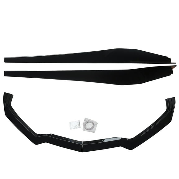 NINTE Front Lip + Side Skirts Extension Fits 2020+ Corvette C8 5VM Style Gloss Black