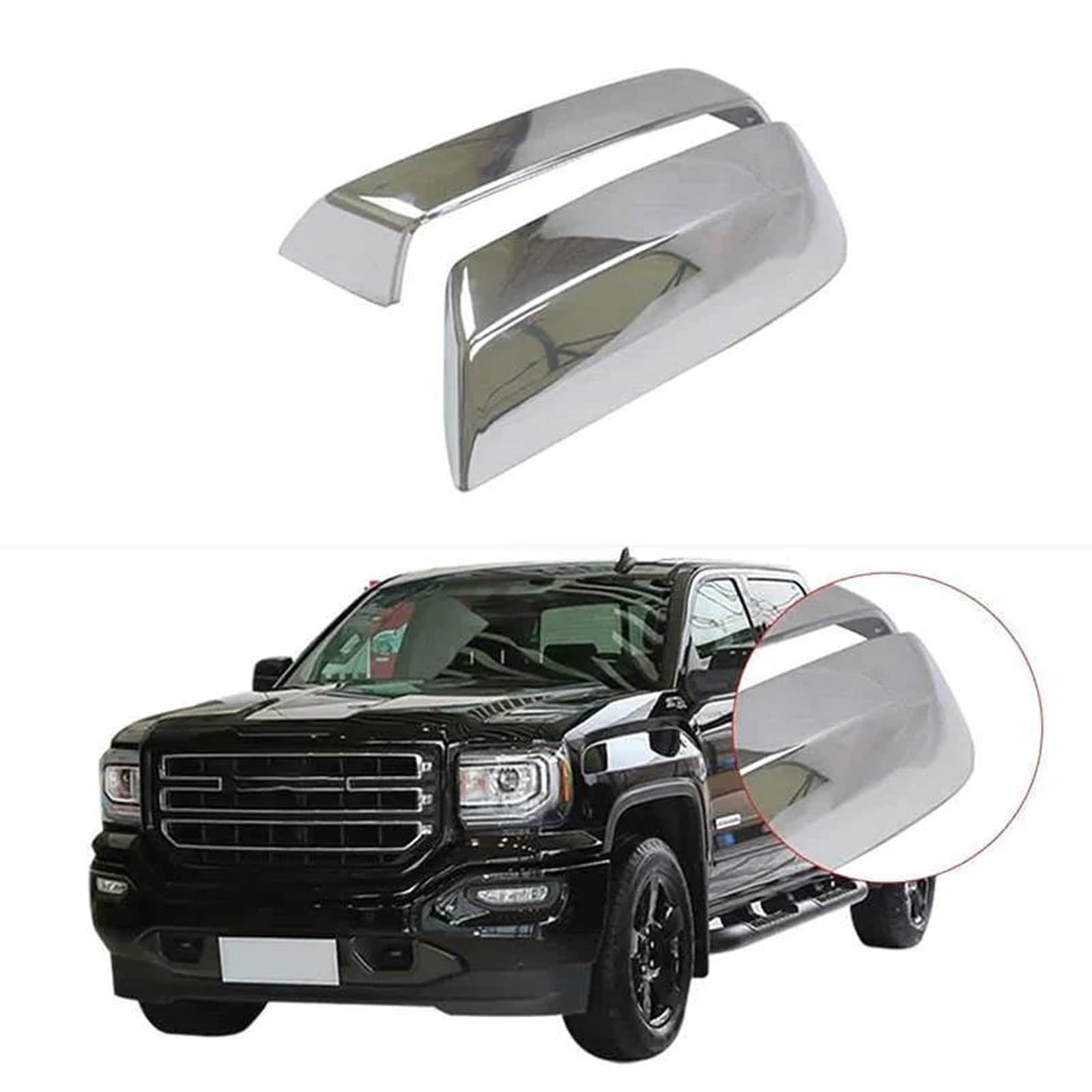 NINTE Mirror Cover for 2014-2018 GMC Sierra 1500 Chevy Silverado 1500 Add-on Overlays NON-Replacement