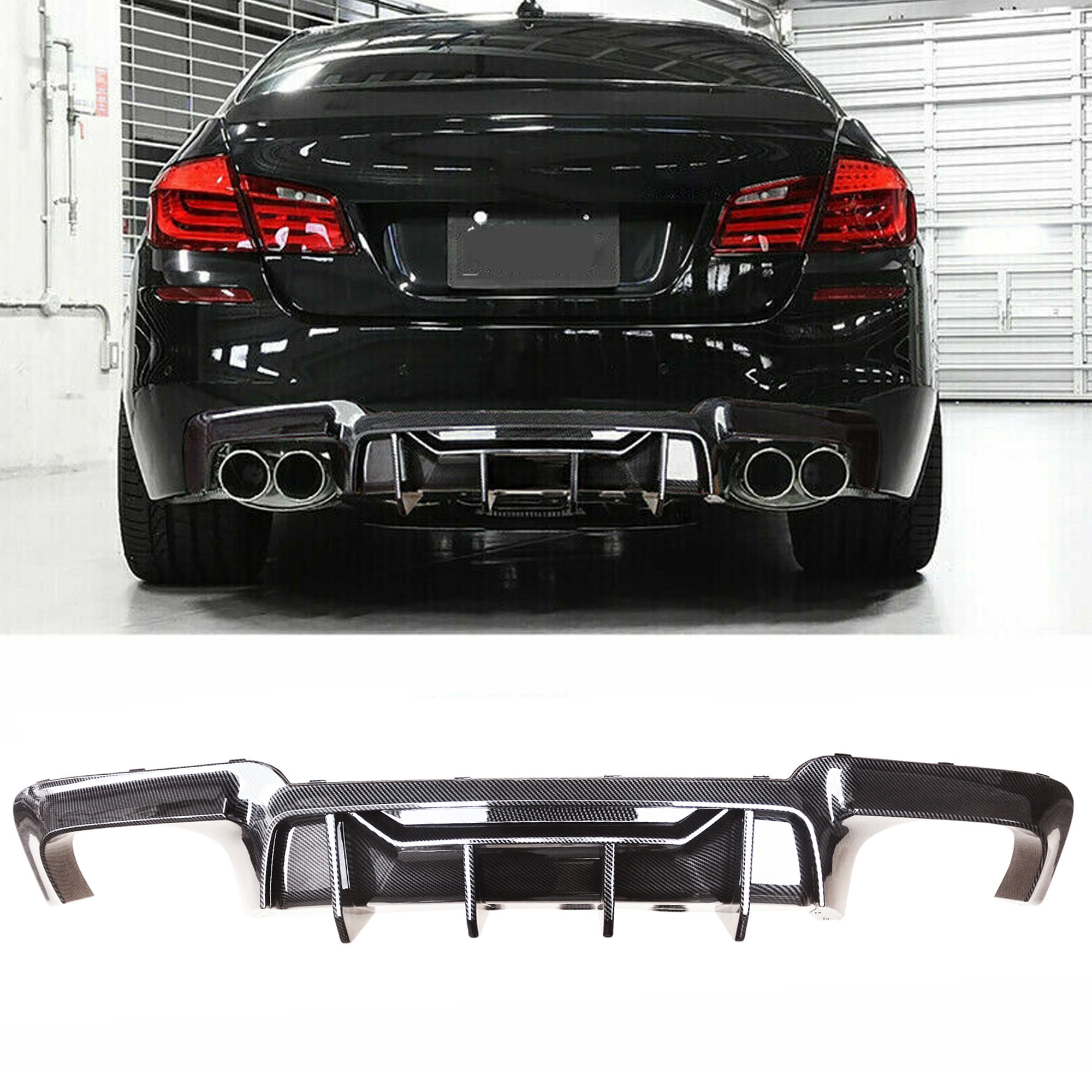 NINTE Rear Diffuser For BMW F10 M Sport 2011-2016 Quad Exhaust Carbon ...