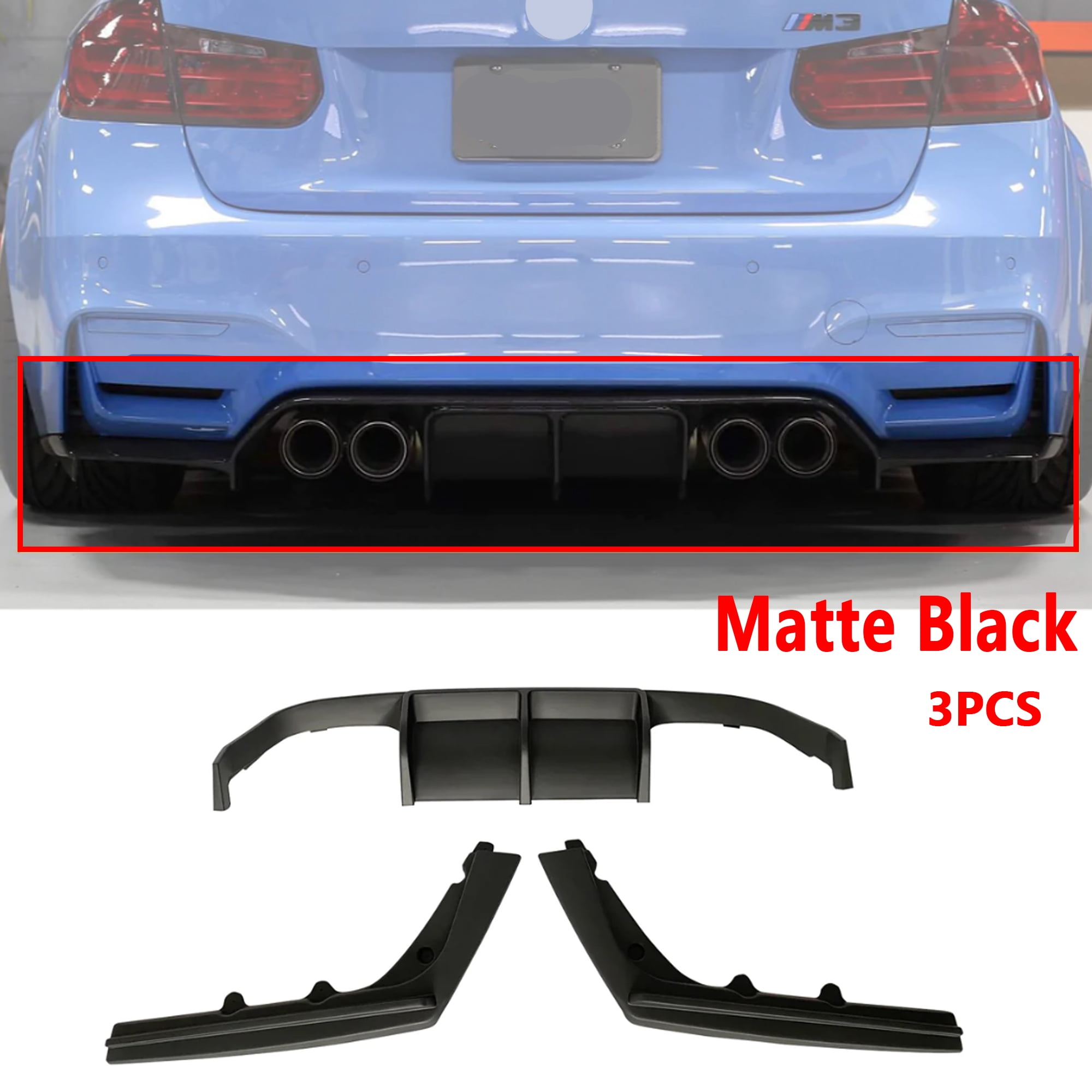 F83 Rear Leg Room NINTE Rear Diffuser Lip for BMW 2015-2020 F80 M3 F82 M4 F83 Matte Black ...