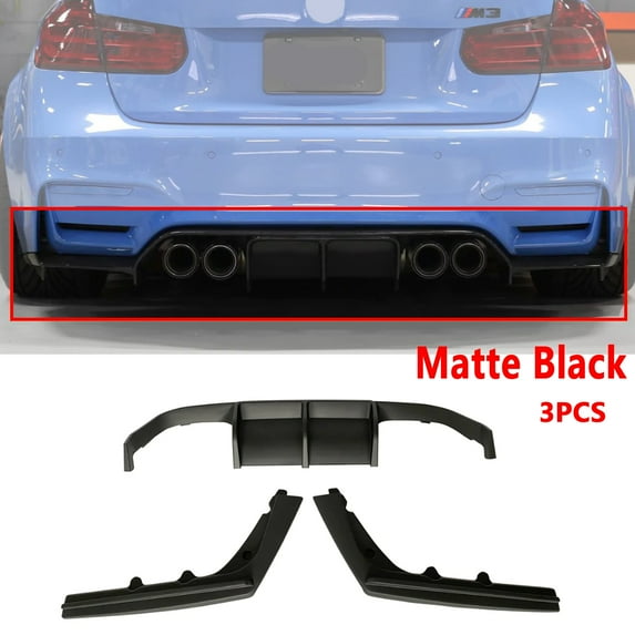 NINTE Rear Diffuser Lip for BMW 2015-2020 F80 M3 F82 M4 F83 Matte Black ABS V Style 3PCS