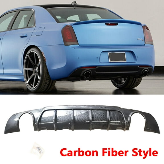 NINTE Rear Diffuser Lip for Chrysler 300 SRT 2015-2023 Carbon Fiber Style Round Exhaust
