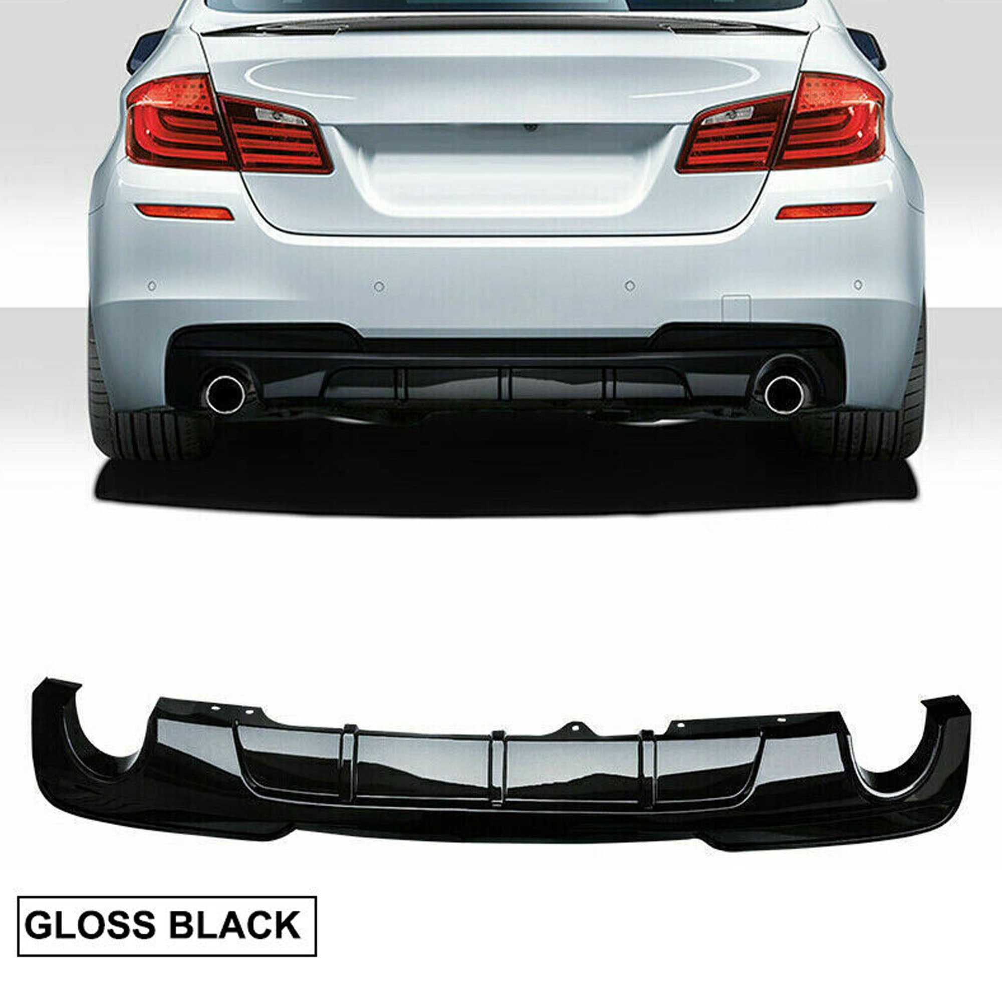NINTE Rear Diffuser for 11-16 BMW 5 Series F10 M Sport Gloss Black ...