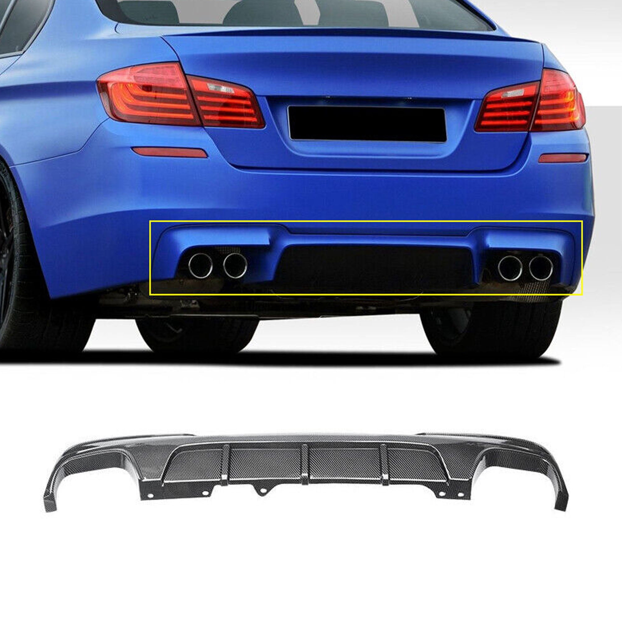 NINTE Rear Diffuser for 2011-2016 BMW 5 Series F10 535i M Sport Carbon ...