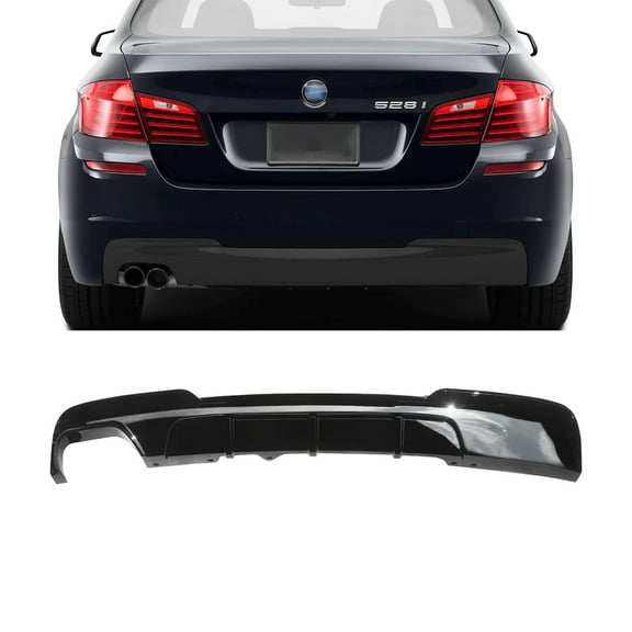 NINTE Rear Diffuser for 2011-2016 BMW 5-Series F10 M Sport 528i Single Outlet Exhaust ABS Painted MP Style Rear Bumper Lip Gloss Black
