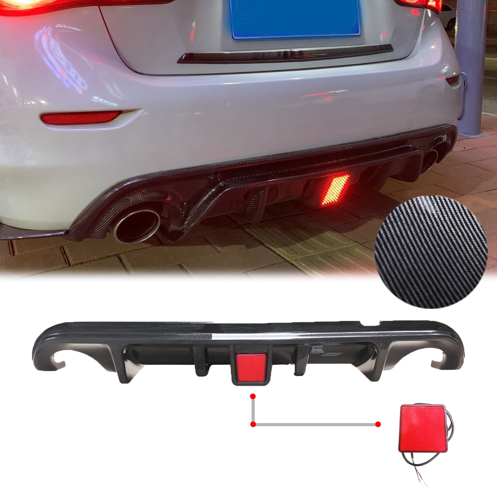 NINTE Rear Diffuser for 20142017 Nissan Infiniti Q50 Carbon Fibre