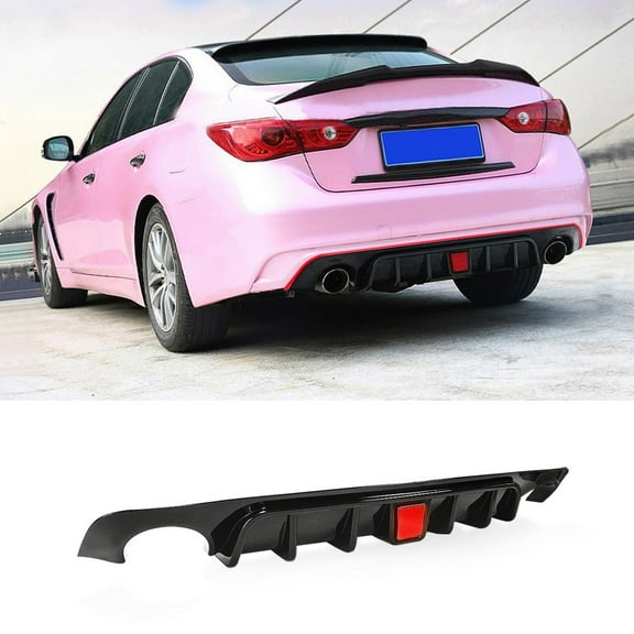 NINTE Rear Diffuser for Infiniti Q50 2018-2023 LED Brake Light Gloss Black