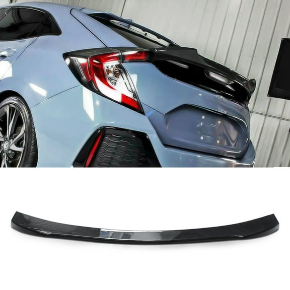 NINTE Rear Trunk Lid Wing Spoiler for 2016-2020 Honda Civic X10th Hatchback V Look Carbon Fiber Style