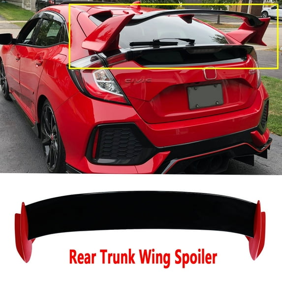 NINTE Rear Trunk Wing Spoiler for Honda Civic Type-R 2016-2021 Black and Red FK4 FK7 1PCS