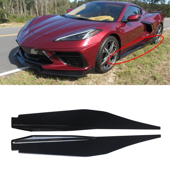 NINTE Side Skirt Exterior Trim for 20-22 Chevy Corvette C8 5VM Style Gloss Black Panels Extension