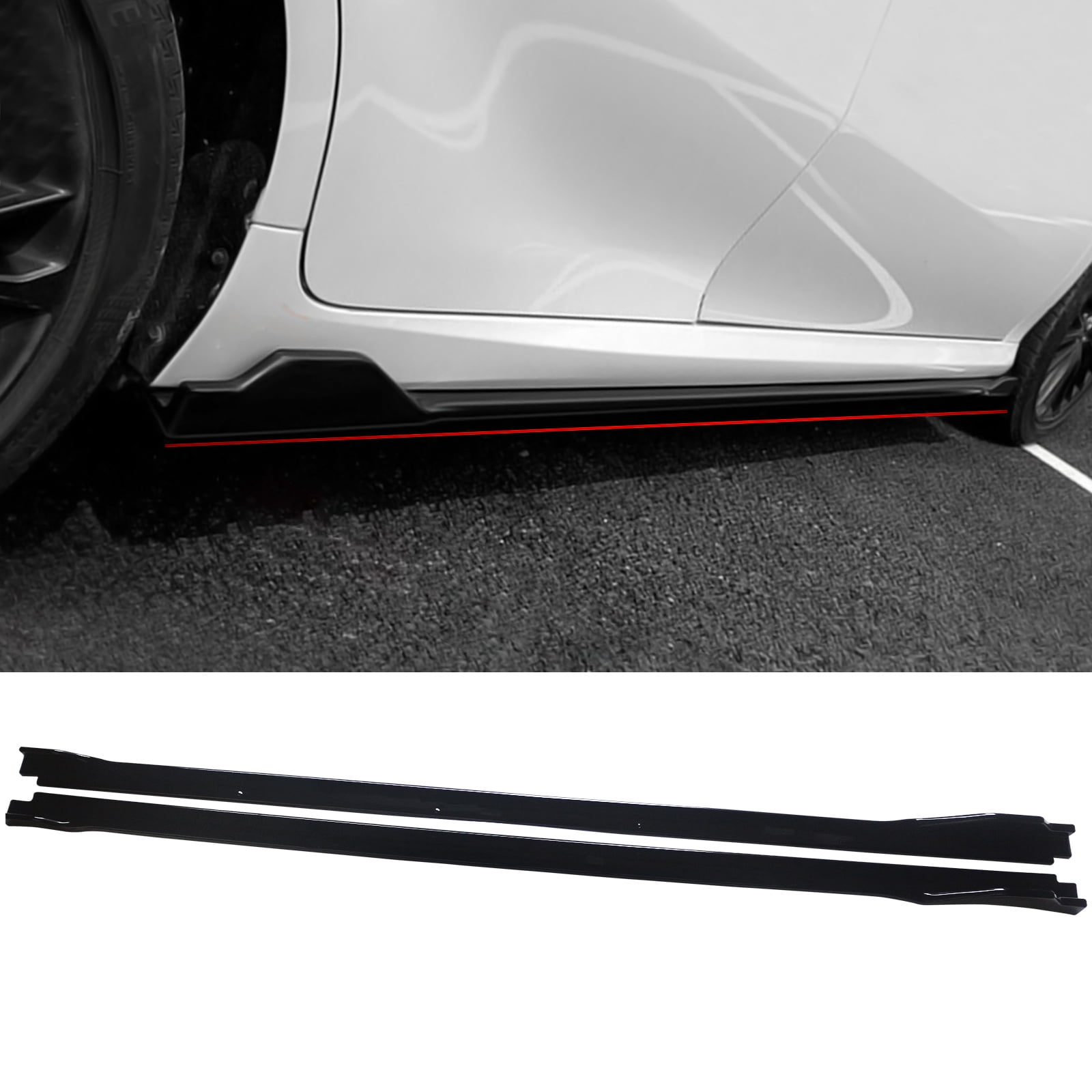 NINTE Gloss Black Side Skirts Extension Rocker Panel Accessories for ...