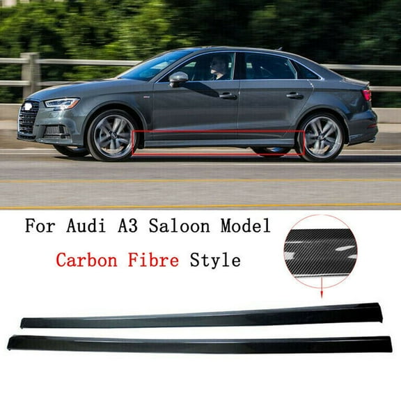 NINTE Side Skirts Panel Extension for 2013-2019 Audi A3 Sedan 4DR Carbon Fiber Style