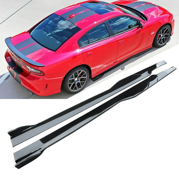 NINTE Side Skirts for 2015-2021 Dodge Charger SRT ABS Rocker Panel Bottom Extension Lips Splitter Gloss Black